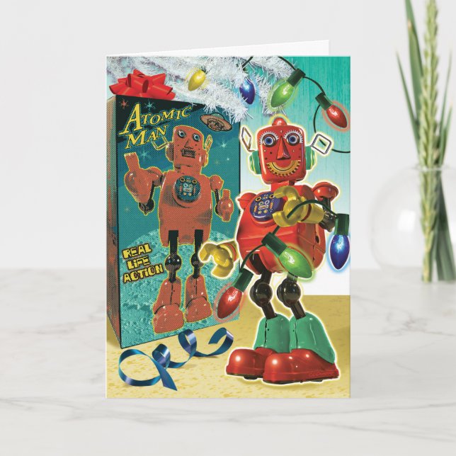Toy Robot Retro Christmas Cards (Front)