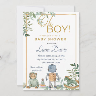 Toy robot & Teddy bear design Invitation