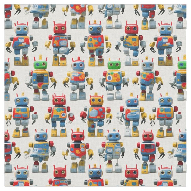 Toy Robots Fabric (Close Up)