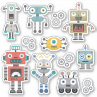 Toy Robots Vinyl Sticker, Zazzle