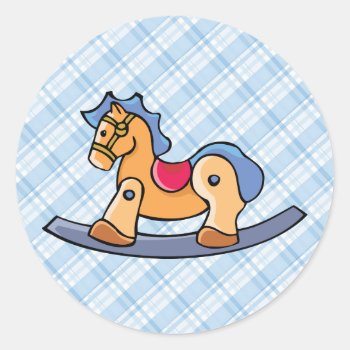 Toy Rocking Horse Classic Round Sticker by ChristmasTimeByDarla at Zazzle