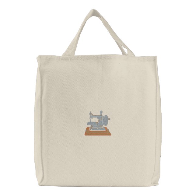 Toy Sewing Machine Embroidered Tote Bag (Front)