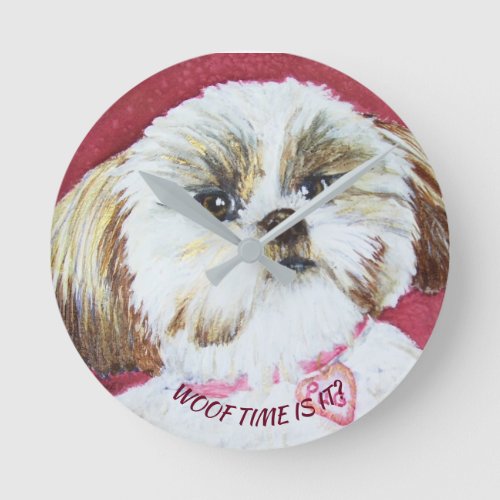 TOY SHIH TZU MIX ROUND CLOCK