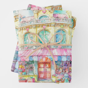 Toy shop at Paris watercolor Wrapping Paper Sheets