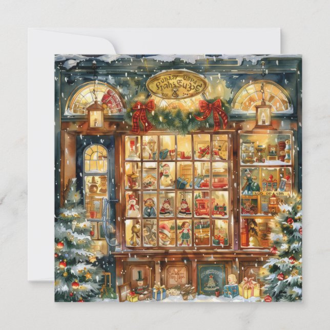 Toy Shop Window Christmas Greeting Card (Front)