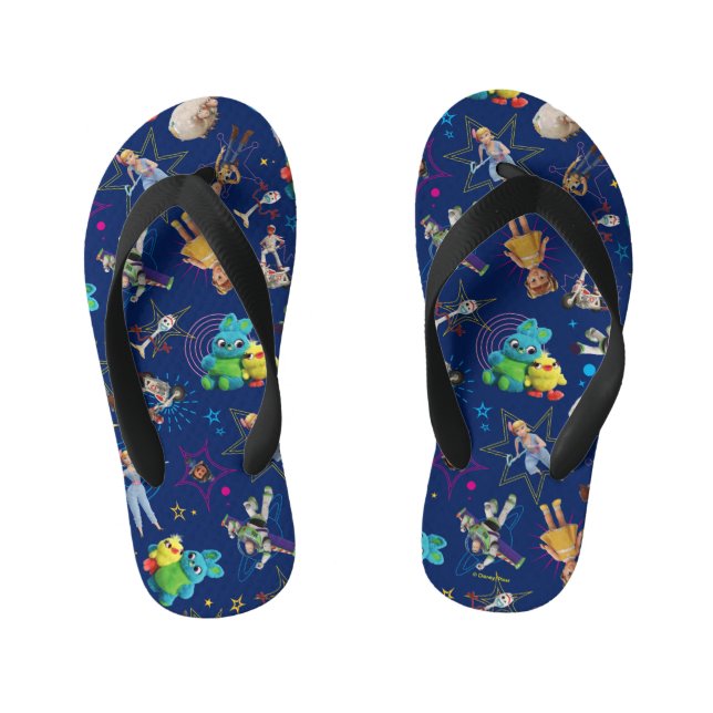 Toy Story 4 | Blue Toys Toss Pattern Kid's Flip Flops (Footbed)