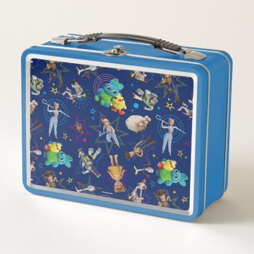Toy Story 4  Blue Toys Toss Pattern Metal Lunch Box