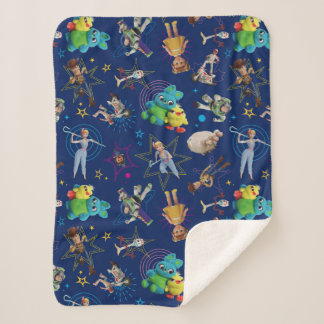 Toy Story 4 | Blue Toys Toss Pattern Sherpa Blanket