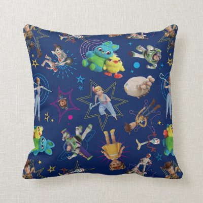 Toy Story 4 | Blue Toys Toss Pattern Throw Pillow