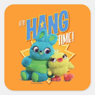 Toy Story 4 Bunny & Ducky "It's Hang Time" Square Sticker
