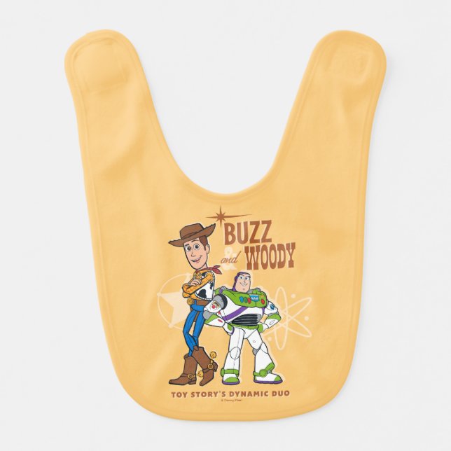 Toy Story 4 | Buzz & Woody "Dynamic Duo" Baby Bib (Front)