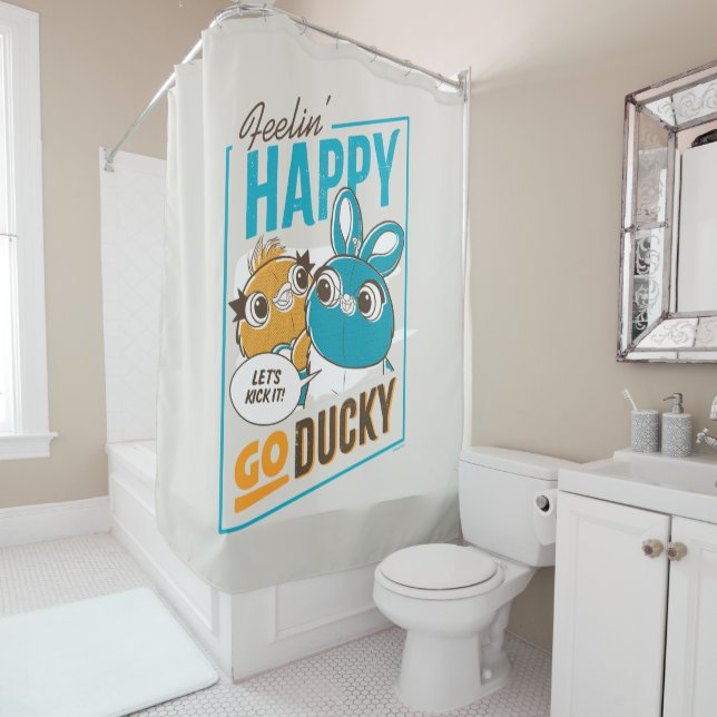 Toy Story 4 | Feelin' Happy Go Ducky Shower Curtain (In Situ)