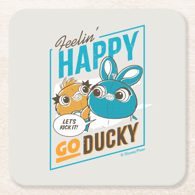 Toy Story 4 | Feelin' Happy Go Ducky Square Paper Coaster (Front)