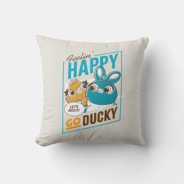 Toy Story 4 | Feelin' Happy Go Ducky Throw Pillow (Front)