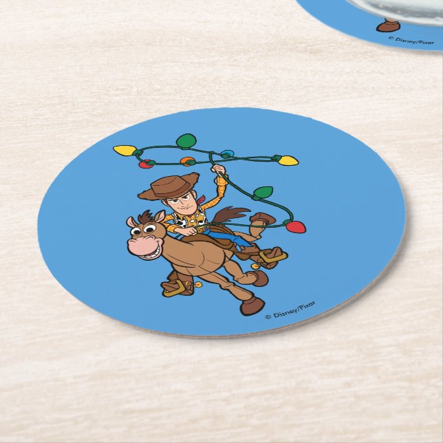 Toy Story 4 | Forky & Candy Cane Round Paper Coaster (Angled)