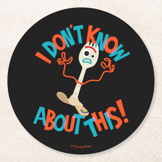 Toy Story 4 | Forky "I Don't Know About This!" Round Paper Coaster (Front)