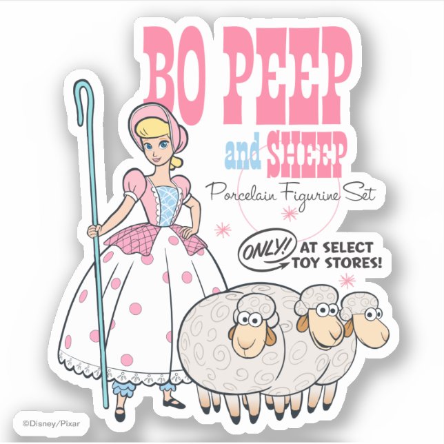 Toy Story 4 | Retro Bo Peep Figure Set Ad Sticker | Zazzle