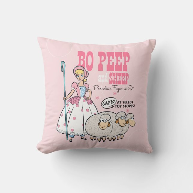 Toy Story 4 | Retro Bo Peep Figure Set Ad Throw Pillow (Front)