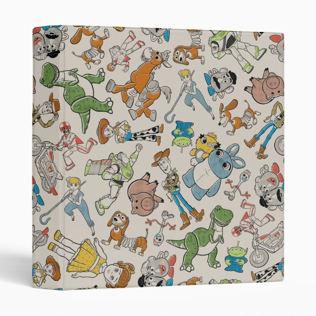 Toy Story 4 | Retro Character Toss Pattern 3 Ring Binder (Front/Spine)