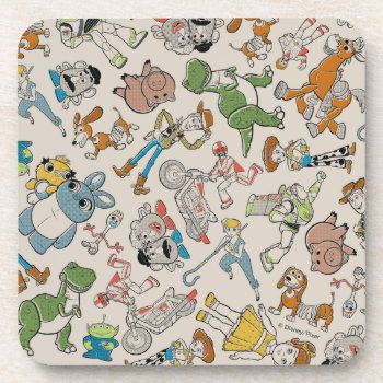 Toy Story 4 | Retro Character Toss Pattern Beverage Coaster by ToyStory at Zazzle