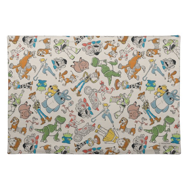 Toy Story 4 | Retro Character Toss Pattern Cloth Placemat (Front)