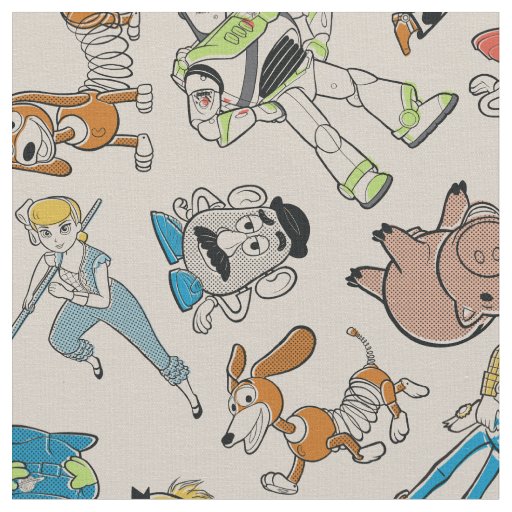 Toy Story 4 | Retro Character Toss Pattern Fabric