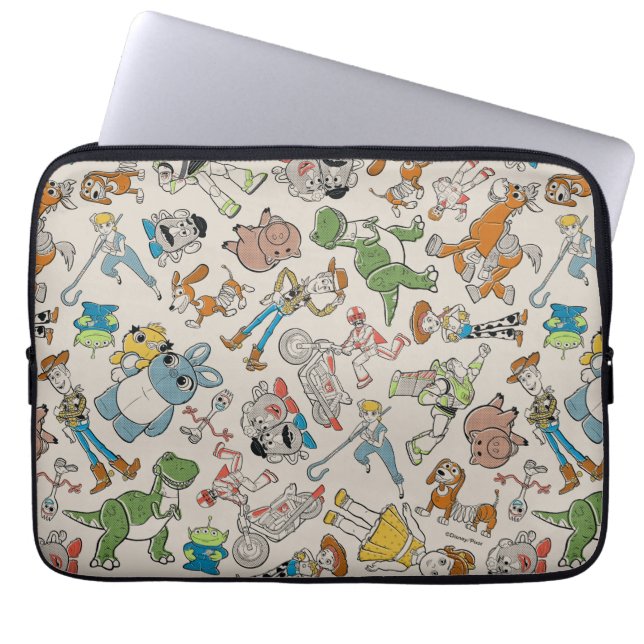 Toy Story 4 | Retro Character Toss Pattern Laptop Sleeve (Front)