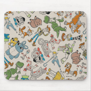 Toy Story 4 Retro Character Toss Pattern Mouse Pad