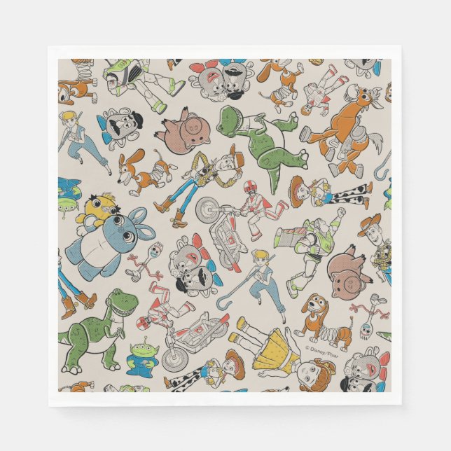 Toy Story 4 | Retro Character Toss Pattern Napkins (Front)