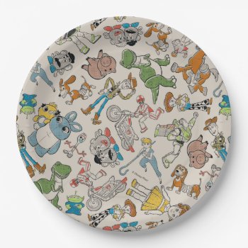 Toy Story 4 | Retro Character Toss Pattern Paper Plates by ToyStory at Zazzle