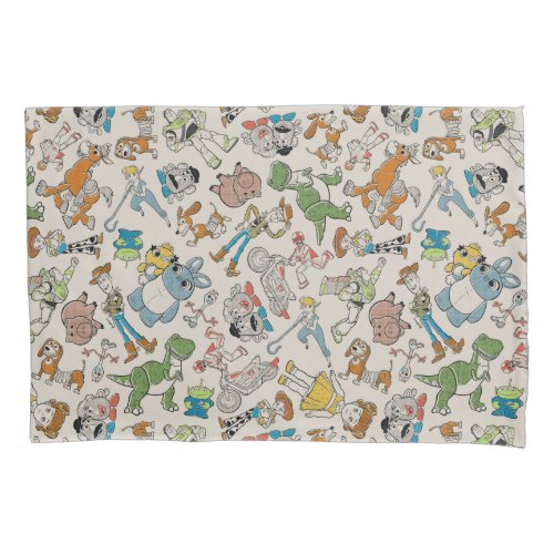 Toy Story 4  Retro Character Toss Pattern Pillow Case