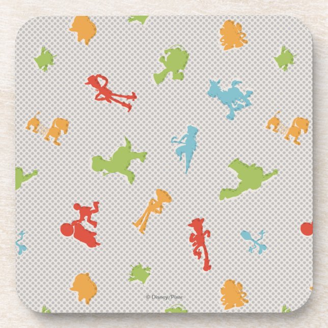 Toy Story 4 | Retro Toy Shape Toss Pattern Beverage Coaster (Front)