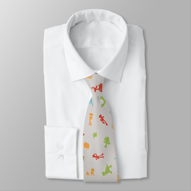 Toy Story 4 | Retro Toy Shape Toss Pattern Neck Tie (Tied)