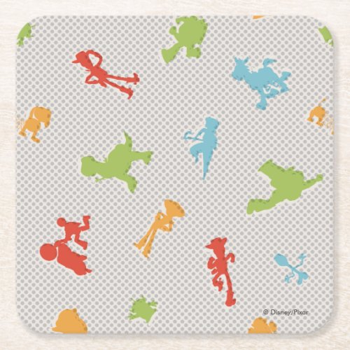 Toy Story 4  Retro Toy Shape Toss Pattern Square Paper Coaster