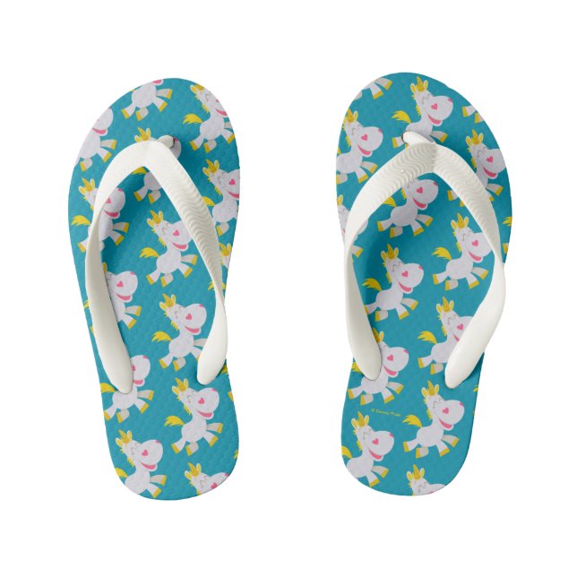 Toy Story 4 | Smiling Buttercup Illustration Kid's Flip Flops (Footbed)