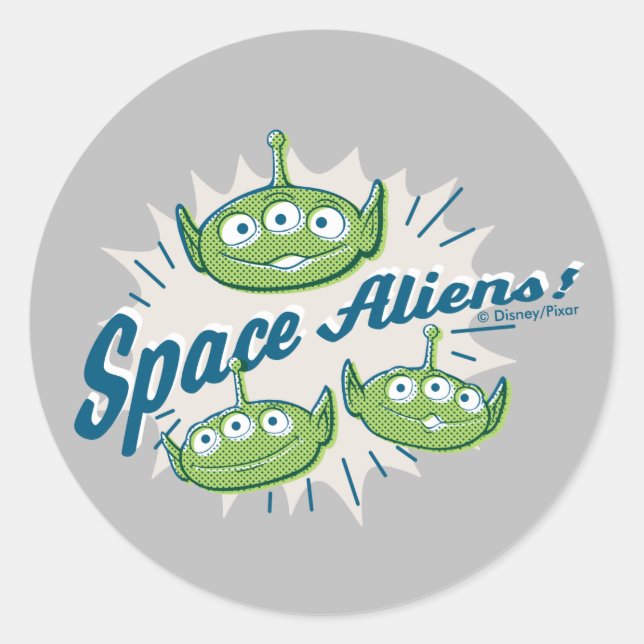 Toy Story 4 | "Space Aliens" Retro Graphic Classic Round Sticker (Front)