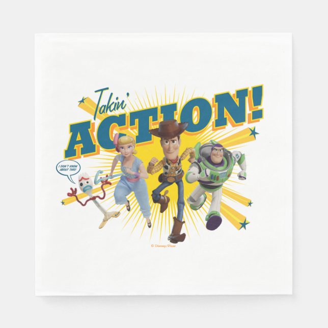 Toy Story 4 | "Takin' Action!" Group Art Napkins (Front)