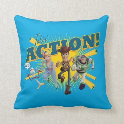 Toy Story 4 | &quot;Takin&#39; Action!&quot; Group Art Throw Pillow