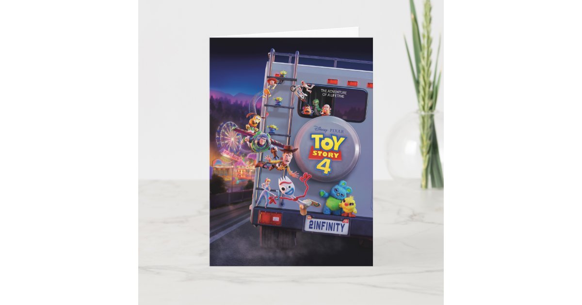 Toy Story 4 | Toys Riding RV Theatrical Poster Card | Zazzle
