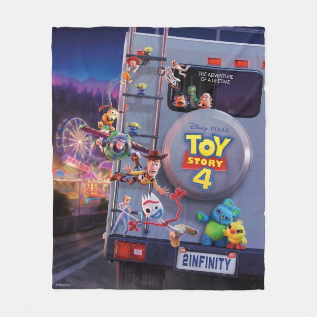 Toy Story 4 | Toys Riding RV Theatrical Poster Fleece Blanket (Front)