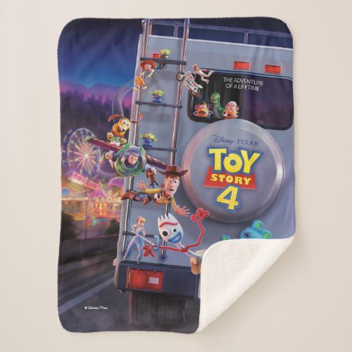 Toy Story 4  Toys Riding RV Theatrical Poster Sherpa Blanket