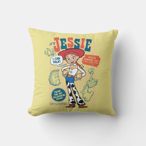 Toy Story 4  Vintage Jessie Cowgirl Doll Ad Throw Pillow