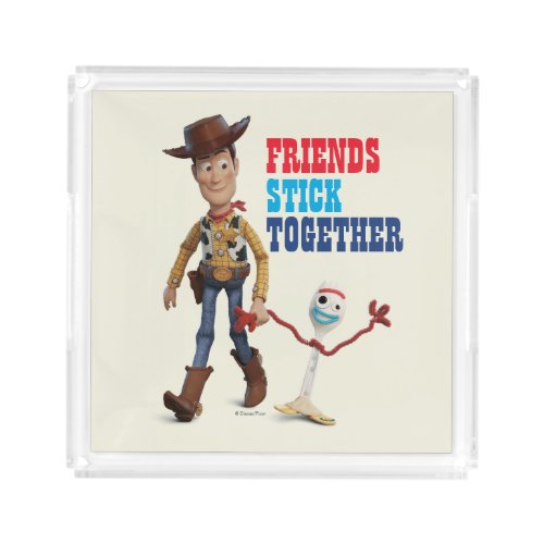 Toy Story 4  Woody  Forky Walking Together Acrylic Tray