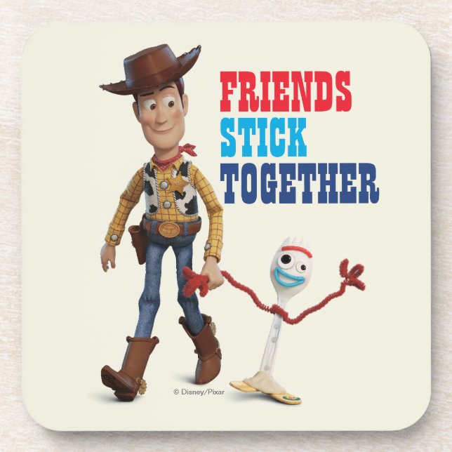 Toy Story 4 | Woody & Forky Walking Together Beverage Coaster (Front)