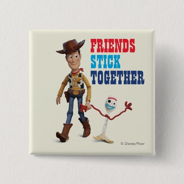 Toy Story 4 | Woody & Forky Walking Together Button (Front)