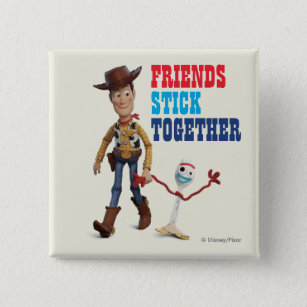 Toy Story 4   Woody & Forky Walking Together Button