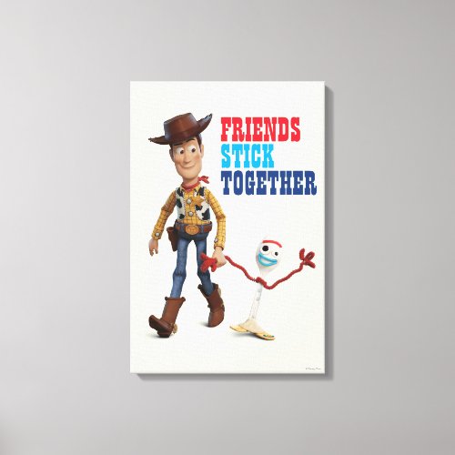 Toy Story 4  Woody  Forky Walking Together Canvas Print