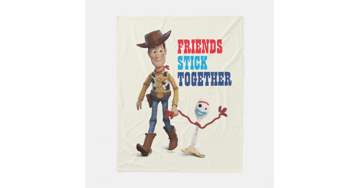 Toy Story 4 Woody Forky Walking Together Fleece Blanket Zazzle Com