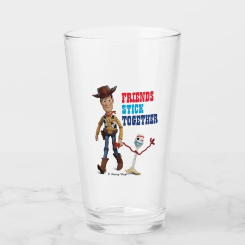 Toy Story 4  Woody  Forky Walking Together Glass