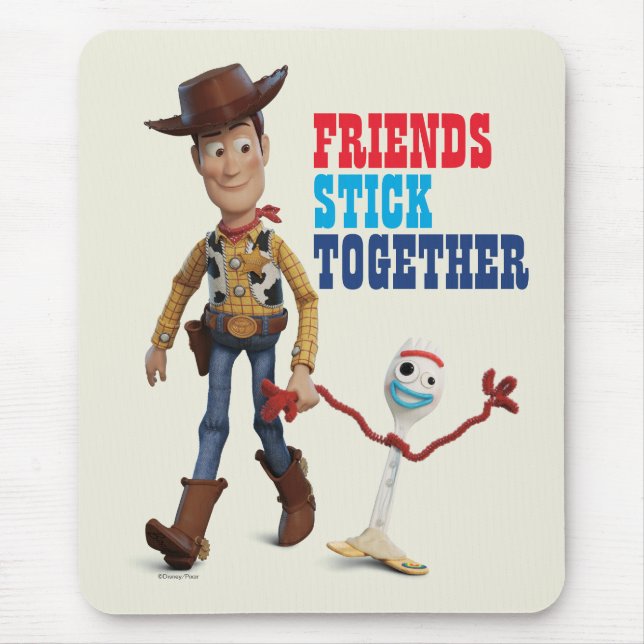 Toy Story 4 | Woody & Forky Walking Together Mouse Pad (Front)